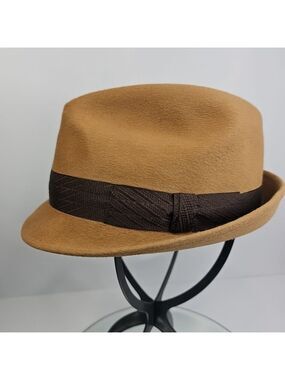 Stetson Premier Womens Fedora Stingy Brim Fur Felt Hat Brown Unisex